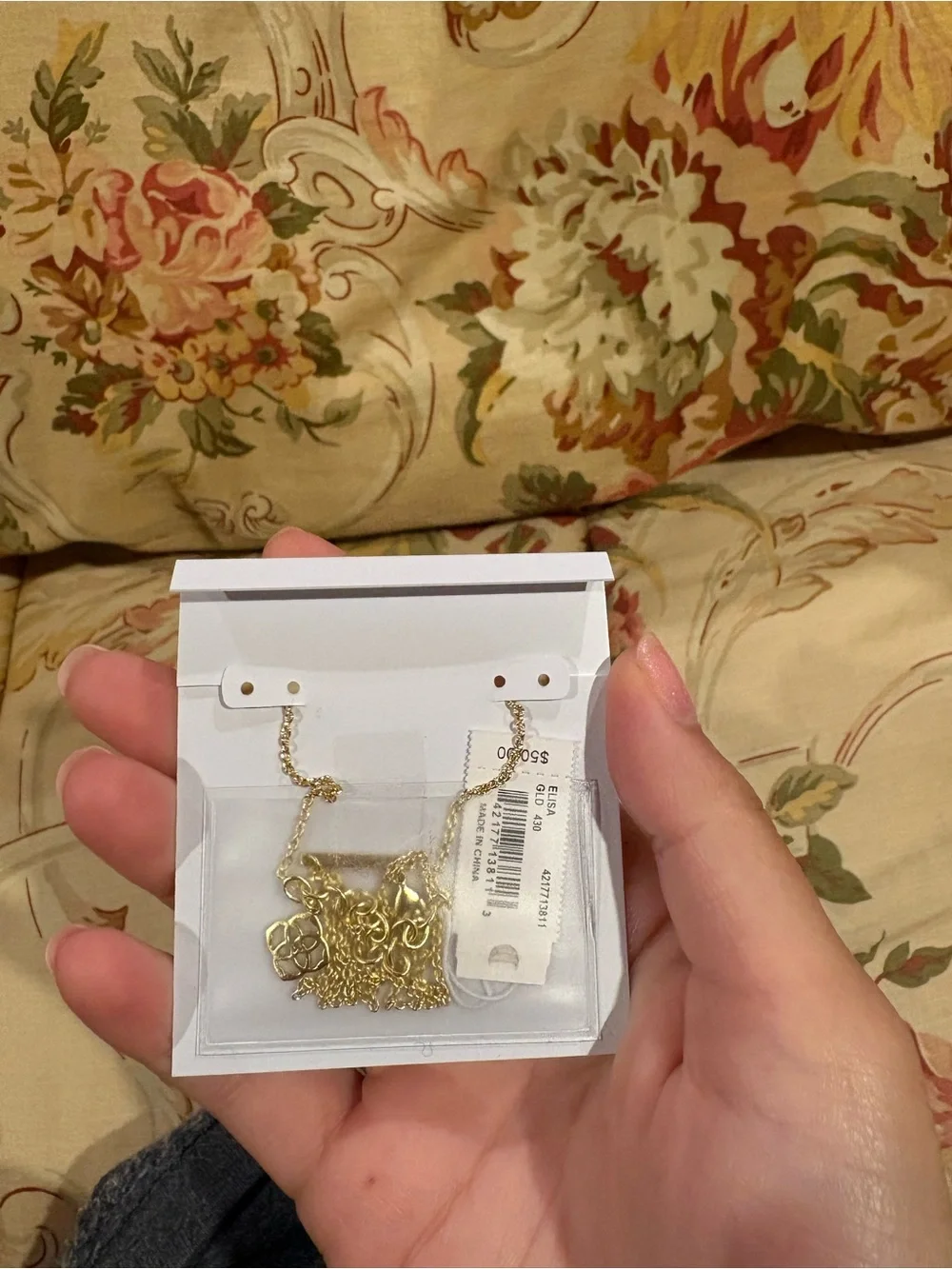 Kendra Scott Gold Necklace with Deep Blue Stone